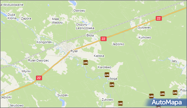 mapa Kaliska gmina Czersk, Kaliska gmina Czersk na mapie Targeo