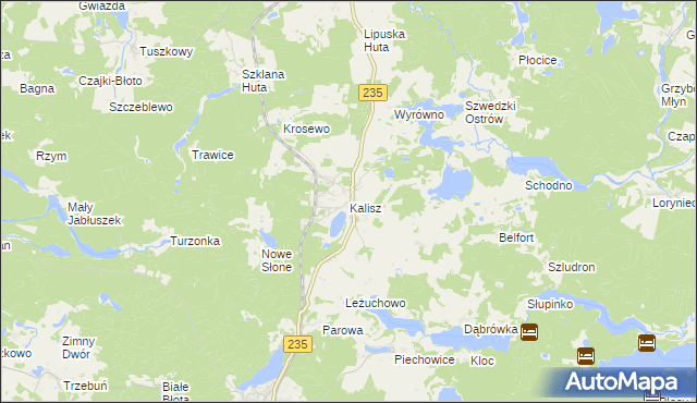 mapa Kalisz gmina Dziemiany, Kalisz gmina Dziemiany na mapie Targeo