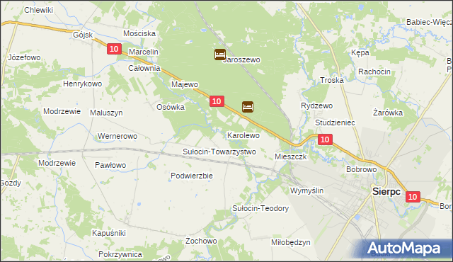 mapa Karolewo gmina Sierpc, Karolewo gmina Sierpc na mapie Targeo