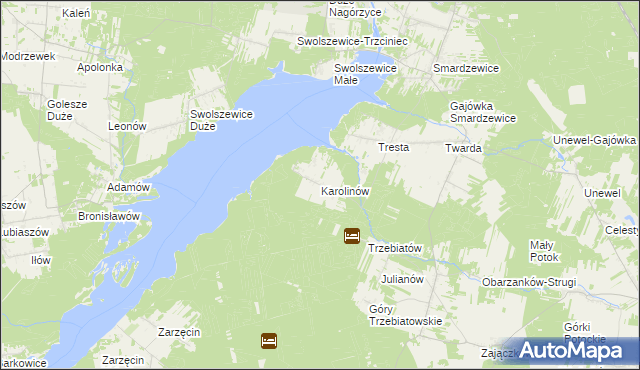mapa Karolinów gmina Tomaszów Mazowiecki, Karolinów gmina Tomaszów Mazowiecki na mapie Targeo