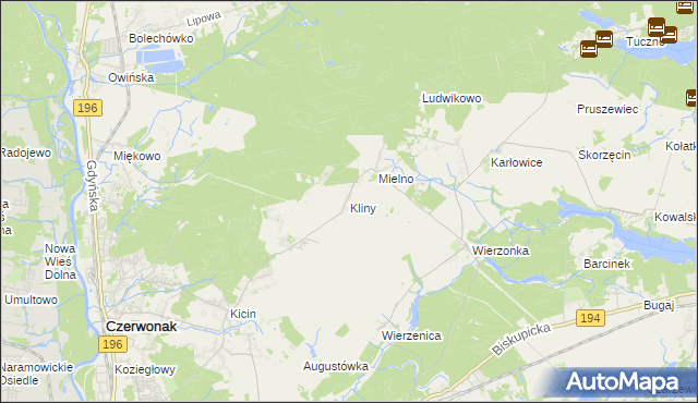 mapa Kliny gmina Czerwonak, Kliny gmina Czerwonak na mapie Targeo