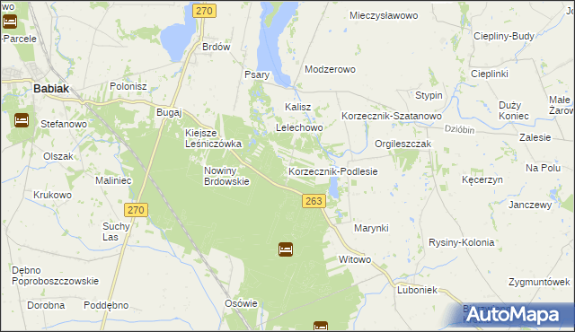mapa Korzecznik-Podlesie, Korzecznik-Podlesie na mapie Targeo