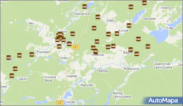 mapa Koślinka gmina Tuchola, Koślinka gmina Tuchola na mapie Targeo