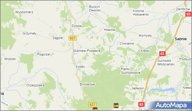 mapa Kostki-Pieńki, Kostki-Pieńki na mapie Targeo