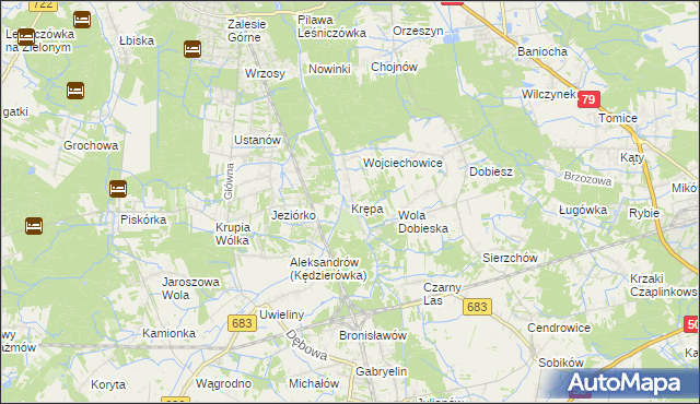 mapa Krępa gmina Prażmów, Krępa gmina Prażmów na mapie Targeo