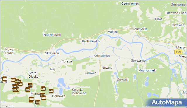 mapa Krobielewo, Krobielewo na mapie Targeo