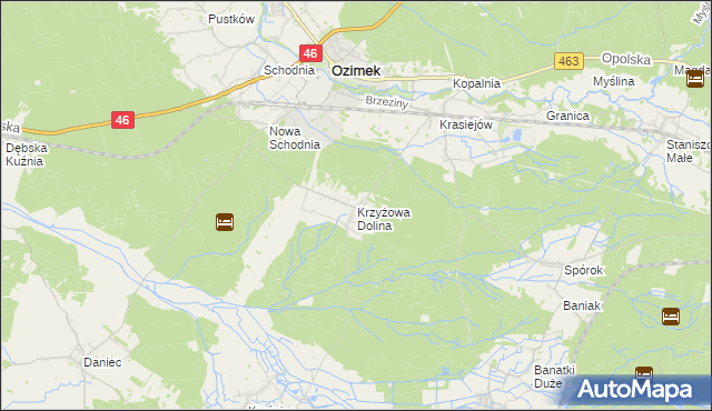 mapa Krzyżowa Dolina, Krzyżowa Dolina na mapie Targeo