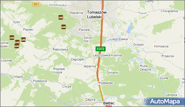 mapa Łaszczówka-Kolonia, Łaszczówka-Kolonia na mapie Targeo