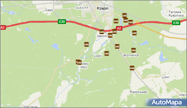 mapa Liszki gmina Rzepin, Liszki gmina Rzepin na mapie Targeo