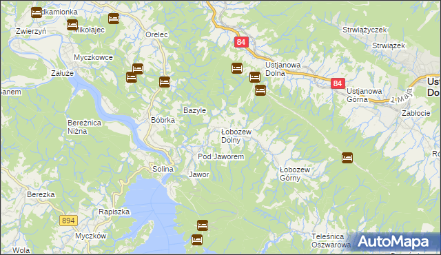 mapa Łobozew Dolny, Łobozew Dolny na mapie Targeo