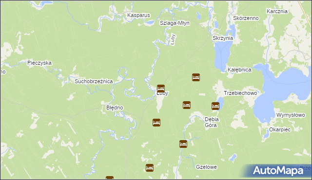 mapa Łuby gmina Osiek, Łuby gmina Osiek na mapie Targeo