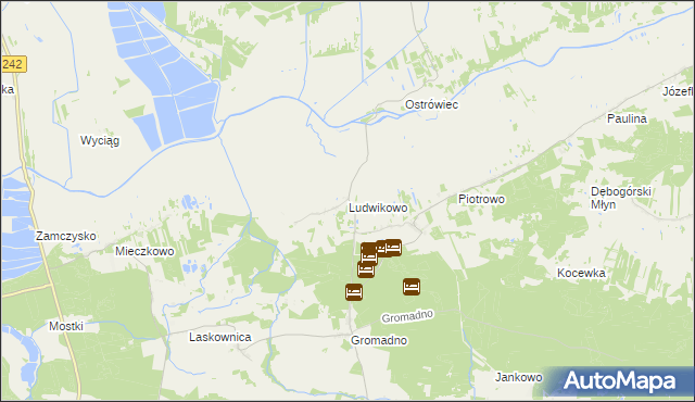 mapa Ludwikowo gmina Kcynia, Ludwikowo gmina Kcynia na mapie Targeo