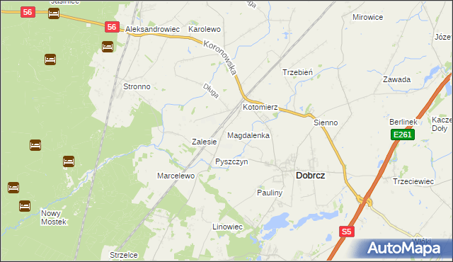 mapa Magdalenka gmina Dobrcz, Magdalenka gmina Dobrcz na mapie Targeo