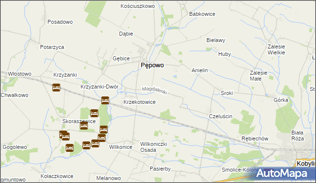 mapa Magdalenki gmina Pępowo, Magdalenki gmina Pępowo na mapie Targeo