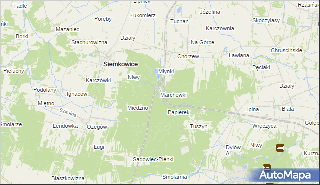 mapa Marchewki gmina Siemkowice, Marchewki gmina Siemkowice na mapie Targeo
