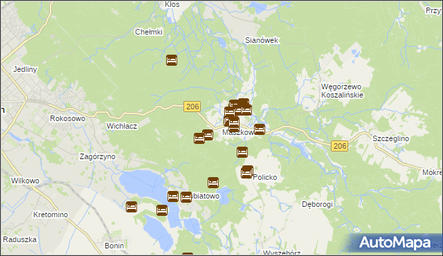 mapa Maszkowo gmina Sianów, Maszkowo gmina Sianów na mapie Targeo