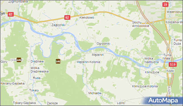 mapa Mężenin gmina Platerów, Mężenin gmina Platerów na mapie Targeo