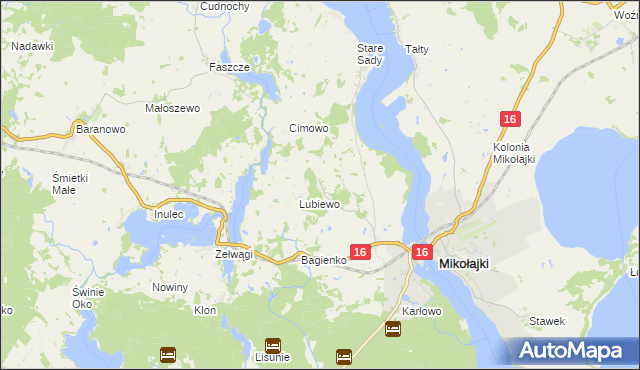 mapa Nowe Sady gmina Mikołajki, Nowe Sady gmina Mikołajki na mapie Targeo