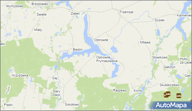 mapa Ostrowite Prymasowskie, Ostrowite Prymasowskie na mapie Targeo