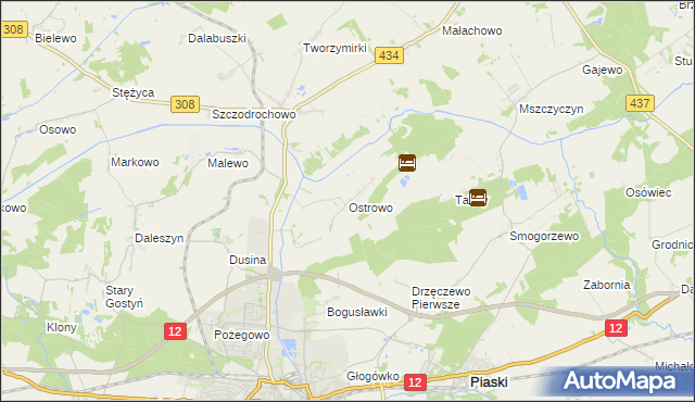 mapa Ostrowo gmina Gostyń, Ostrowo gmina Gostyń na mapie Targeo