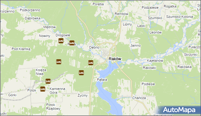 mapa Pągowiec gmina Raków, Pągowiec gmina Raków na mapie Targeo