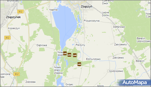 mapa Perzyny gmina Zbąszyń, Perzyny gmina Zbąszyń na mapie Targeo