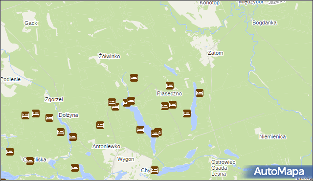 mapa Piaseczno gmina Bierzwnik, Piaseczno gmina Bierzwnik na mapie Targeo