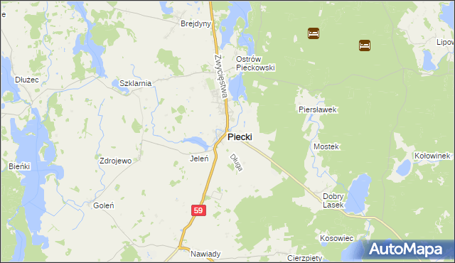 mapa Piecki powiat mrągowski, Piecki powiat mrągowski na mapie Targeo