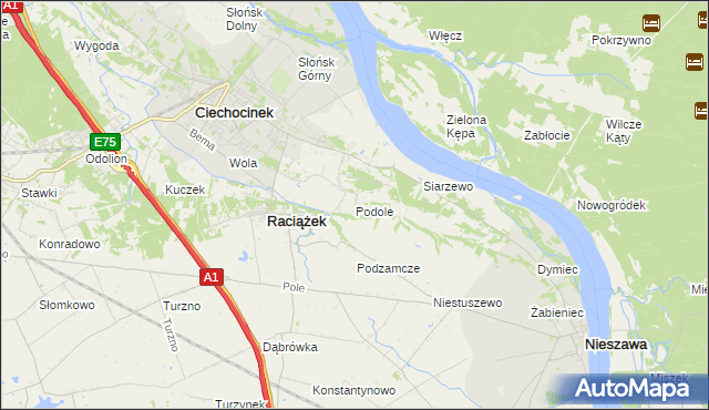 mapa Podole gmina Raciążek, Podole gmina Raciążek na mapie Targeo
