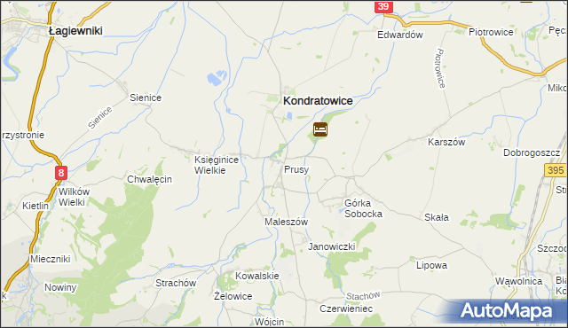 mapa Prusy gmina Kondratowice, Prusy gmina Kondratowice na mapie Targeo