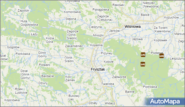 mapa Pułanki gmina Frysztak, Pułanki gmina Frysztak na mapie Targeo