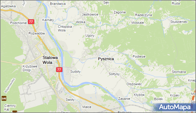 mapa Pysznica, Pysznica na mapie Targeo