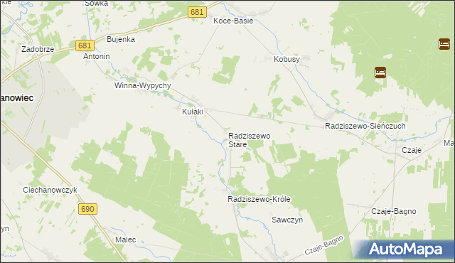 mapa Radziszewo Stare, Radziszewo Stare na mapie Targeo