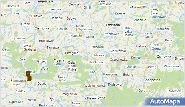mapa Rdzawa, Rdzawa na mapie Targeo