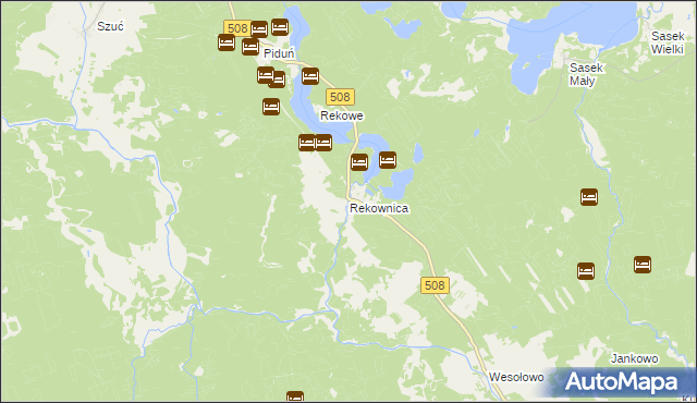 mapa Rekownica gmina Jedwabno, Rekownica gmina Jedwabno na mapie Targeo