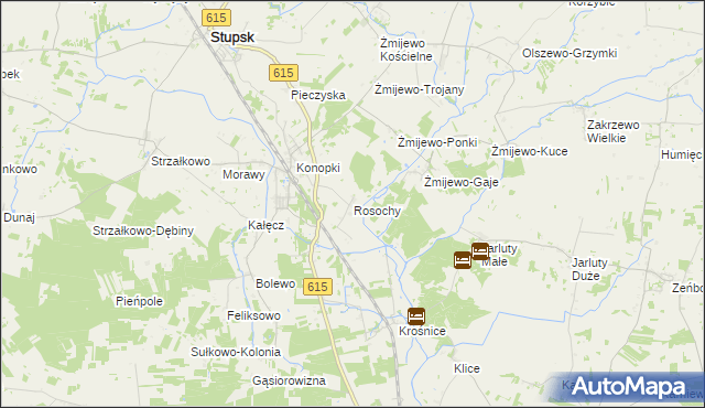 mapa Rosochy gmina Stupsk, Rosochy gmina Stupsk na mapie Targeo