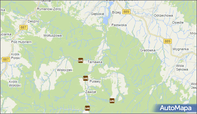 mapa Rudawka Rymanowska, Rudawka Rymanowska na mapie Targeo