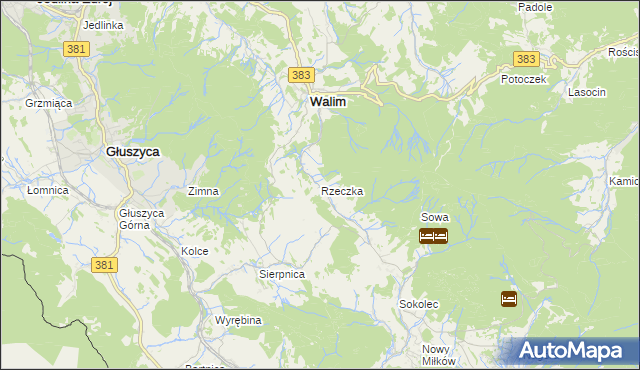 mapa Rzeczka gmina Walim, Rzeczka gmina Walim na mapie Targeo