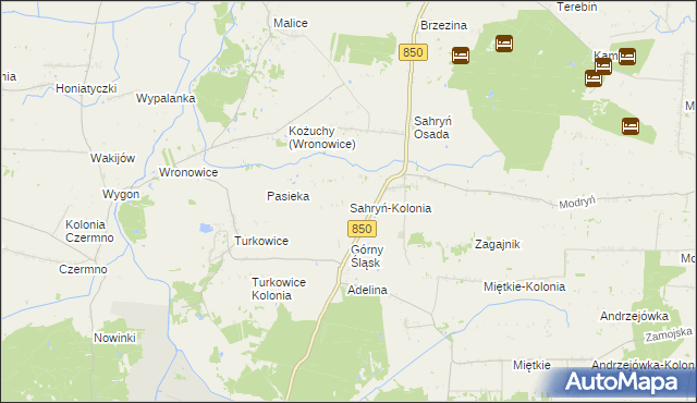 mapa Sahryń-Kolonia, Sahryń-Kolonia na mapie Targeo