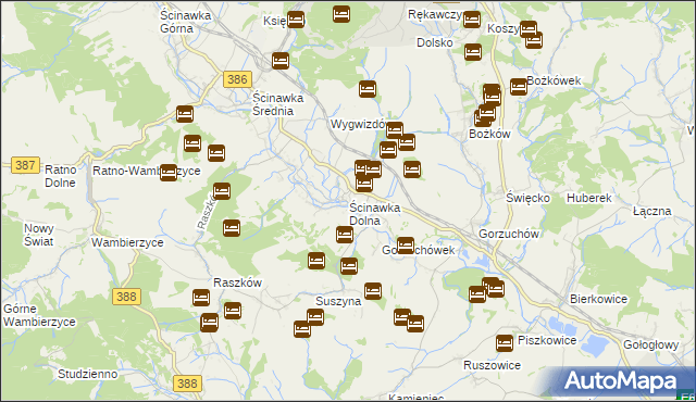mapa Ścinawka Dolna, Ścinawka Dolna na mapie Targeo