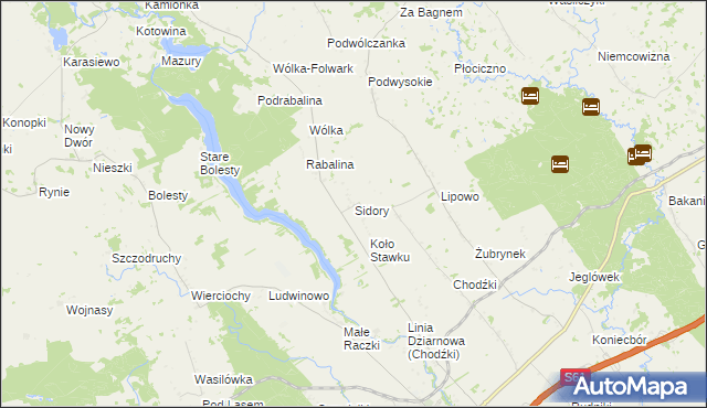 mapa Sidory gmina Raczki, Sidory gmina Raczki na mapie Targeo