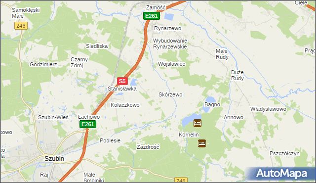mapa Skórzewo gmina Szubin, Skórzewo gmina Szubin na mapie Targeo