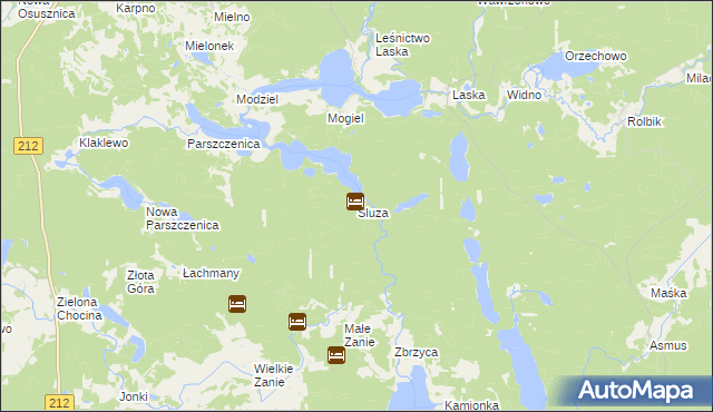 mapa Śluza gmina Chojnice, Śluza gmina Chojnice na mapie Targeo