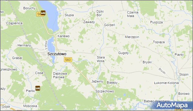 mapa Stara Wola gmina Szczutowo, Stara Wola gmina Szczutowo na mapie Targeo