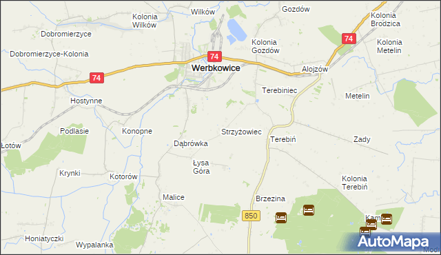 mapa Strzyżowiec gmina Werbkowice, Strzyżowiec gmina Werbkowice na mapie Targeo