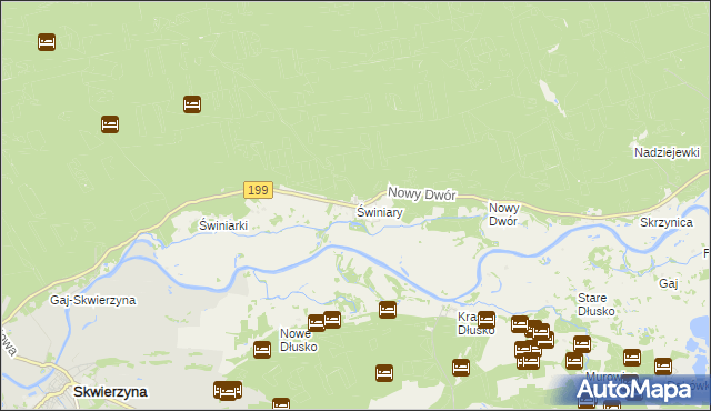 mapa Świniary gmina Skwierzyna, Świniary gmina Skwierzyna na mapie Targeo