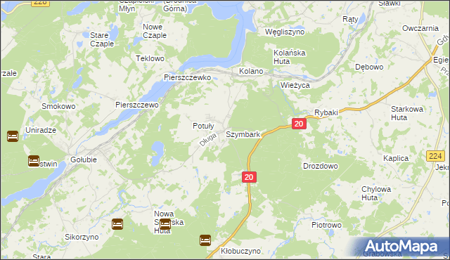 mapa Szymbark gmina Stężyca, Szymbark gmina Stężyca na mapie Targeo