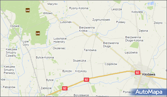 mapa Tarnówka gmina Kłodawa, Tarnówka gmina Kłodawa na mapie Targeo