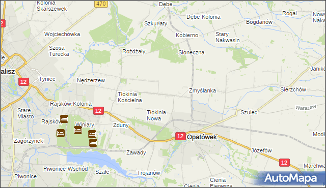 mapa Tłokinia Wielka, Tłokinia Wielka na mapie Targeo