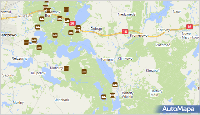 mapa Tumiany, Tumiany na mapie Targeo